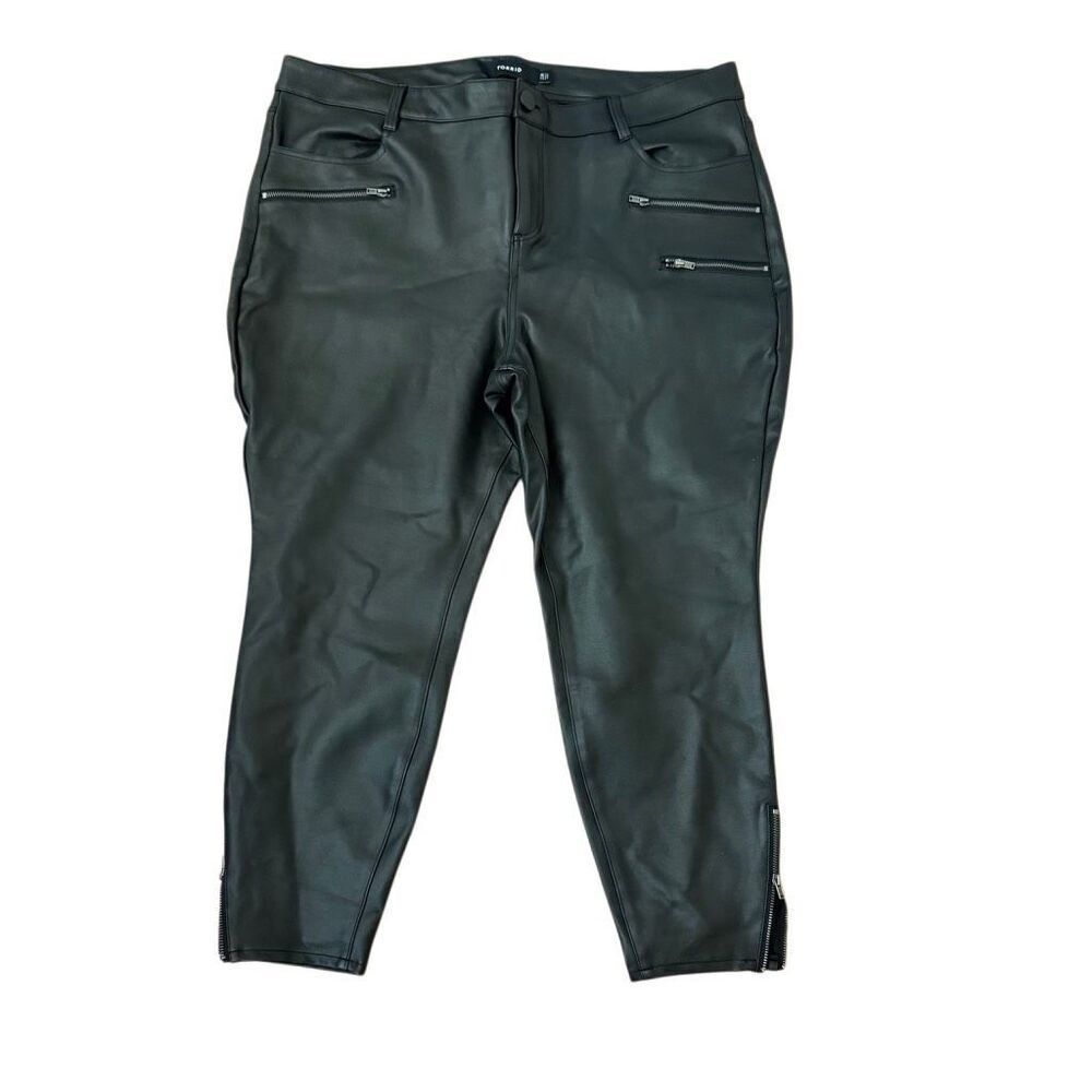 Torrid Black Coated Ponte Multi Zip Skinny Ankle Pant Faux Leather Size 22
